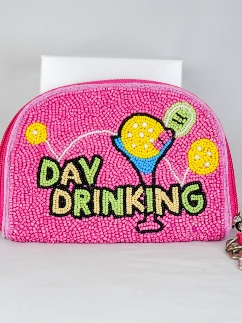 NWT Day Drinking Pink beaded clutch
